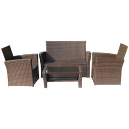 Birchtree Rattan Garden Furniture Set Sofa Armchair Glass Coffee Table 4 Seater Cushion Outdoor Patio Rfs02 Brown - thumbnail 6