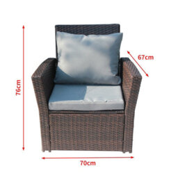 Birchtree Rattan Garden Furniture Set Sofa Armchair Glass Coffee Table 4 Seater Cushion Outdoor Patio Rfs02 Brown - thumbnail 8