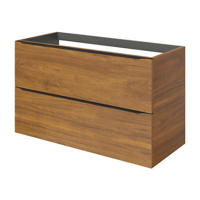 GoodHome Imandra Wide Walnut Effect Wall-Mounted Bathroom Cabinet (H) 600mm (W) 1000mm - image 1