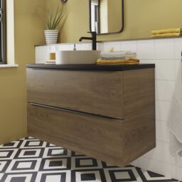 GoodHome Imandra Wide Walnut Effect Wall-Mounted Bathroom Cabinet (H) 600mm (W) 1000mm - thumbnail 4