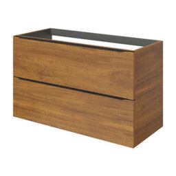 GoodHome Imandra Wide Walnut Effect Wall-Mounted Bathroom Cabinet (H) 600mm (W) 1000mm