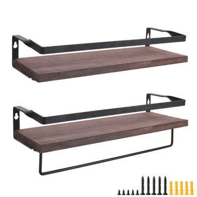 2Pcs Metal Wooden Floating Wall Shelf Towels - image 1