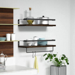 2Pcs Metal Wooden Floating Wall Shelf Towels - thumbnail 5