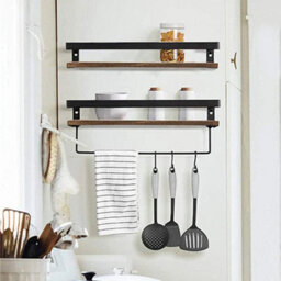 2Pcs Metal Wooden Floating Wall Shelf Towels - thumbnail 6