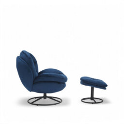 Velvet Blue Azura Swivel Accent Chair With Footstool - thumbnail 5