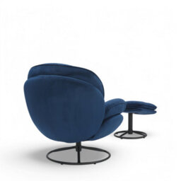 Velvet Blue Azura Swivel Accent Chair With Footstool - thumbnail 7