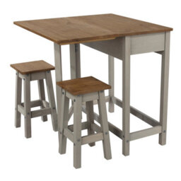 Core Products Corona Breakfast Drop Leaf Table & 2 Stools Set, Grey Waxed & Antique Waxed Pine H84.0Cm X W80.0Cm X L72.0Cm - thumbnail 2