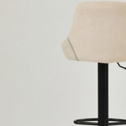 Lakeland Furniture Fleur Natural Cream Fabric Black Gas Lift Base Bar Stool - thumbnail 8