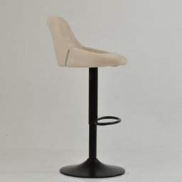 Lakeland Furniture Fleur Natural Cream Fabric Black Gas Lift Base Bar Stool - thumbnail 5