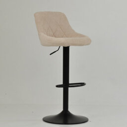 Lakeland Furniture Fleur Natural Cream Fabric Black Gas Lift Base Bar Stool - thumbnail 4