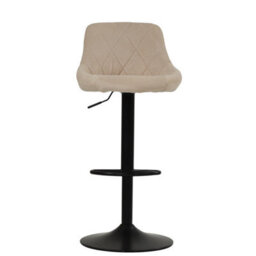Lakeland Furniture Fleur Natural Cream Fabric Black Gas Lift Base Bar Stool