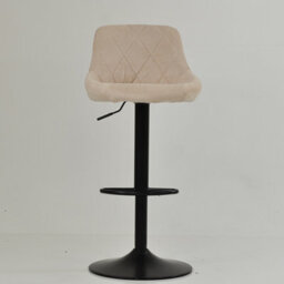 Lakeland Furniture Fleur Natural Cream Fabric Black Gas Lift Base Bar Stool - thumbnail 3