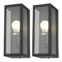 First Choice Lighting Set Of 2 Montrose Black Outdoor Wall Lights - thumbnail 1