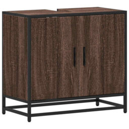 Walplus Bathroom Sink Cabinet Brown Oak 65X33X60 Cm Engineered Wood - thumbnail 2
