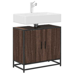 Walplus Bathroom Sink Cabinet Brown Oak 65X33X60 Cm Engineered Wood - thumbnail 4