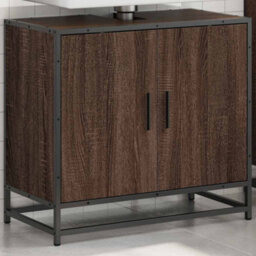 Walplus Bathroom Sink Cabinet Brown Oak 65X33X60 Cm Engineered Wood