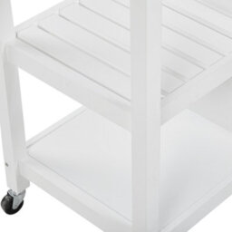 Wyld And Coco Nordic Kitchen Trolley White Mdf With Pine Wood Top, Lockable Castors, W80 X D43 X H88 Cm - thumbnail 9