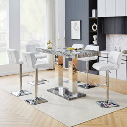Furniture in Fashion Caprice Melange Effect Bar Table Large 6 Candid White Stools - thumbnail 1