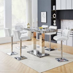 Furniture in Fashion Caprice Large Melange Effect Bar Table 6 Candid White Stools