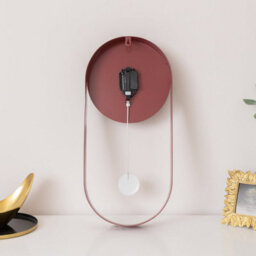 Melody Maison Raspberry Red & Gold Pendulum Metal Analogue Wall Clock - 20Cm X 55Cm - thumbnail 4