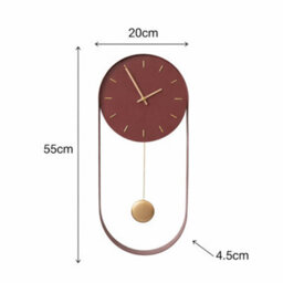 Melody Maison Raspberry Red & Gold Pendulum Metal Analogue Wall Clock - 20Cm X 55Cm - thumbnail 5