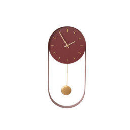 Melody Maison Raspberry Red & Gold Pendulum Metal Analogue Wall Clock - 20Cm X 55Cm - thumbnail 6