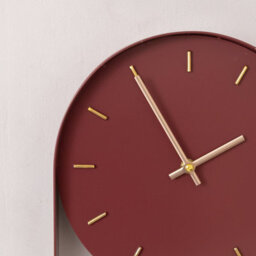 Melody Maison Raspberry Red & Gold Pendulum Metal Analogue Wall Clock - 20Cm X 55Cm - thumbnail 2