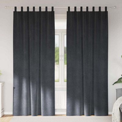 Berkfield Blackout Curtains With Hanging Loops 2 Pcs Light Grey Velvet - image 1