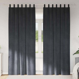 Berkfield Blackout Curtains With Hanging Loops 2 Pcs Light Grey Velvet