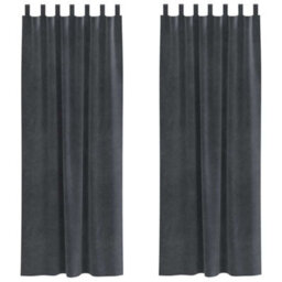 Berkfield Blackout Curtains With Hanging Loops 2 Pcs Light Grey Velvet - thumbnail 2