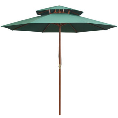 Berkfield Double Decker Parasol 270X270 Cm Wooden Pole Green - image 1
