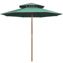 Berkfield Double Decker Parasol 270X270 Cm Wooden Pole Green - thumbnail 1