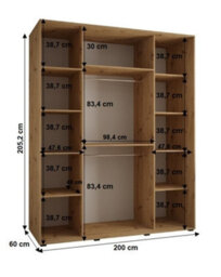 Arte Timeless  Sapporo Sliding Door Wardrobe In Oak Artisan - Bedroom Storage Furniture (H)2050mm (W)2000mm (D)600mm - thumbnail 5
