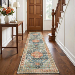 Decoranddecor Hallway Runners, Washable Rugs, Carpet Runner Rug, 60X240Cm, Non-Slip, Pet Friendly, Low Pile, Persian Rug - Avenza - thumbnail 1
