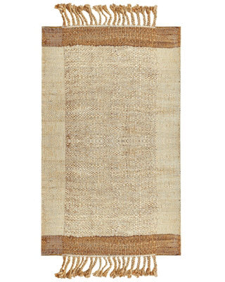 Wyld And Coco Naturaweave Beige Jute Area Rug 80 X 150 Cm - Handwoven, Tassels, Geometric Boho Style - image 1