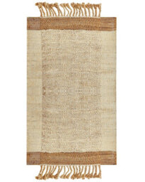 Wyld And Coco Naturaweave Beige Jute Area Rug 80 X 150 Cm - Handwoven, Tassels, Geometric Boho Style - thumbnail 1