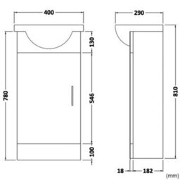 Veebath Bathroom Cloakroom Furniture Compact 400mm White Gloss Vanity Unit Cabinet With Ceramic Basin Free Tap And Waste - thumbnail 4