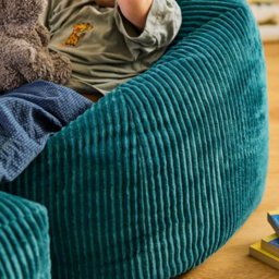 Icon Kids Kingston Cord Classic Bean Bag And Mini Square Footstool, Teal - thumbnail 8