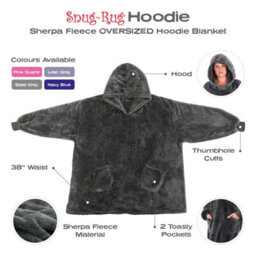 Snug Rug Hoodie Slate Grey Wearable Blanket Oversized Hooded Blankets For Adults Hooded - thumbnail 3