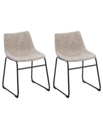 Beliani Riverside Beige Fabric Dining Chairs Set Of 2 With Black Legs - Mid-Century Style - thumbnail 3