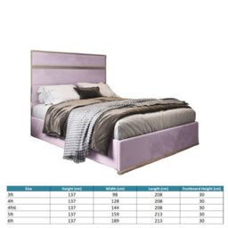 Bentley Upholstered Soft Velvet Metal Pink Bed Frame - thumbnail 4