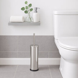Harbour Housewares 2X Chrome Toilet Brushes With Holder - Round Brush With Non Slip Base Rust Resistant Toilet Cleaning Brush Set - thumbnail 6