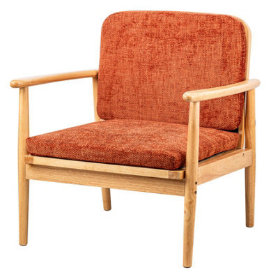 Nordlys Solid Wood And Terracotta Fabric Lounge Chair Countryside Style Living Room - image 1
