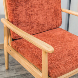 Nordlys Solid Wood And Terracotta Fabric Lounge Chair Countryside Style Living Room - thumbnail 5