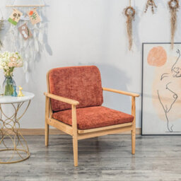 Nordlys Solid Wood And Terracotta Fabric Lounge Chair Countryside Style Living Room - thumbnail 7
