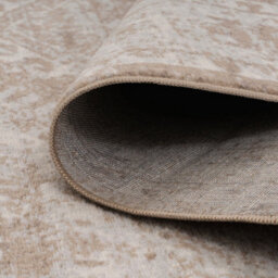 Loomed Neutral Beige Bordered Geometric Distressed Area Rug 120X170Cm - thumbnail 5