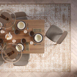 Loomed Neutral Beige Bordered Geometric Distressed Area Rug 120X170Cm - thumbnail 3