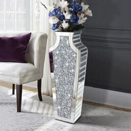 Biznest Large 68Cm Floor Vase Crushed Diamond Tall Flower Vases For Living Room Silver Vase Bedroom Home Décor