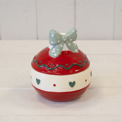 Satchville Red Candle Holder With Bow - image 1