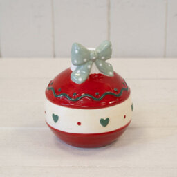 Satchville Red Candle Holder With Bow - thumbnail 1